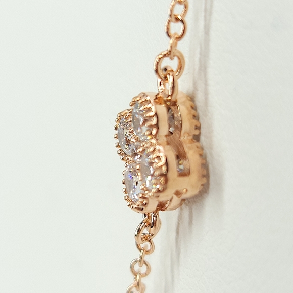 NEW Clover Pave Double Sides CZ Choker Necklace - Picture 5 of 16